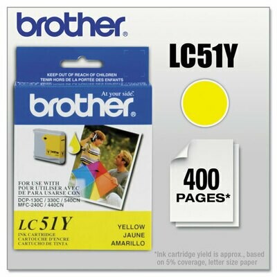 Brother LC 51Y Yellow Ink Cartridge