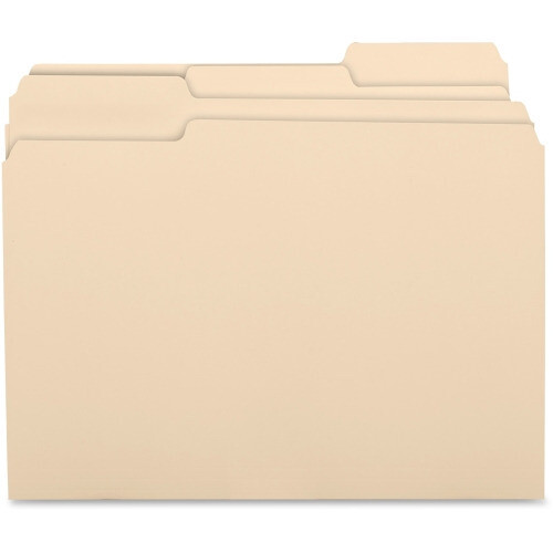 Business Source Manila File Folders, Letter - 1/3 Tab Cut