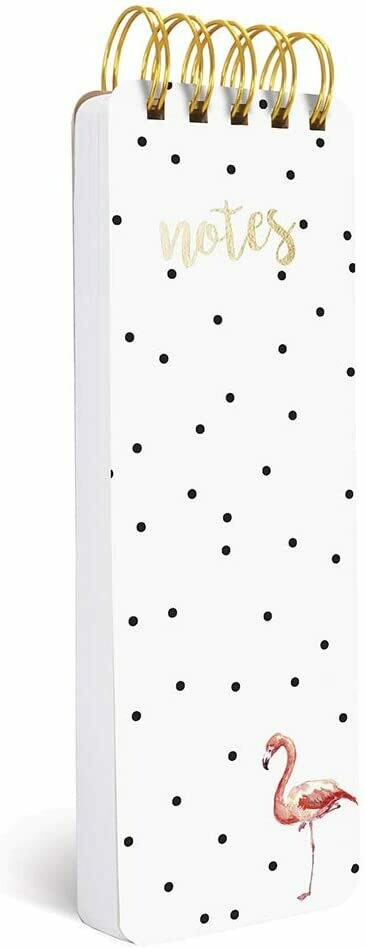 Graphique Flamingo Reporter Journal, Chic Black Polka Dotted Cover, - 150 Sheets, 3&quot; x 8.75&quot;