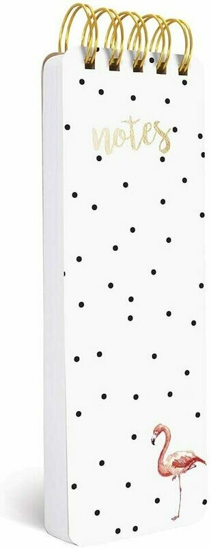 Graphique Flamingo Reporter Journal, Chic Black Polka Dotted Cover, - 150 Sheets, 3&quot; x 8.75&quot;