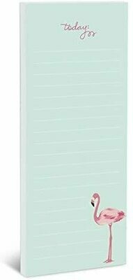 Graphique Flamingo Pink Magnetic Notepad, 100 Lined Sheets, 4" x 9.25" x 0.5