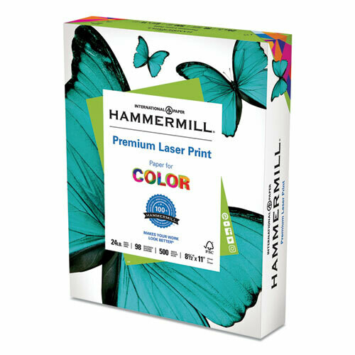 Hammermill Laser Print Paper, 98 Bright, 24lb, 8.5 x 11, White, 500/Ream