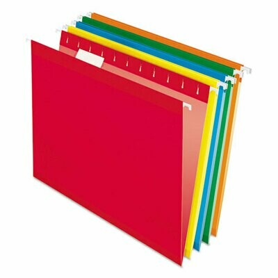 Colored Reinforced Hanging Folders, Letter Size, 1/5-Cut Tab, Assorted