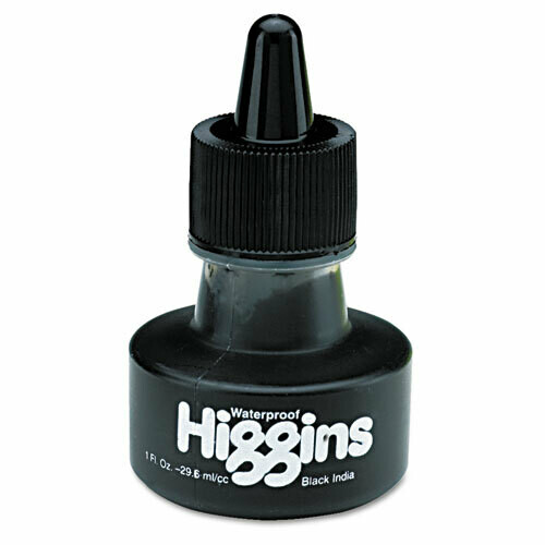 Higgins Waterproof Pigmented Drawing Ink, Black, 1oz Bottle