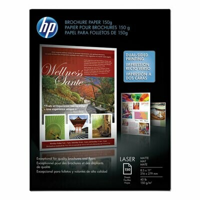 HP Laser Matte Brochure Paper, 112 Bright, 40lb, 8.5 x 11, White, 150/Pack