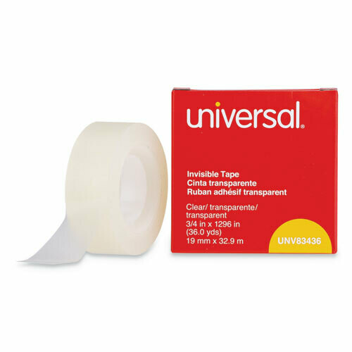 Invisible Tape, 1" Core, 0.75" x 36 yds, Clear, Single Roll
