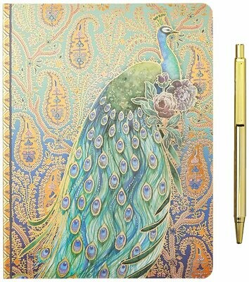 Punch Studio Journal and Pen Set, Peacock Paisley