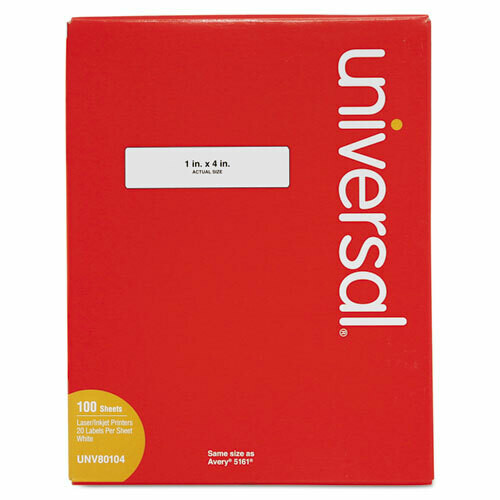 Universal White Labels, Inkjet/Laser Printers, 1 x 4, White