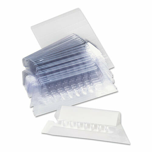 Universal Hanging File Folder Plastic Index Tabs, 1/5-Cut Tabs, Clear, 2&quot; Wide, 25/Pack
