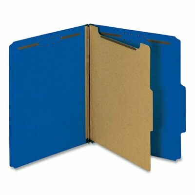 Universal Pressboard Classification Folders, 1 Divider, Letter Size, Cobalt Blue, 10/Box