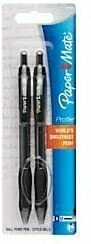 Paper Mate Profile Retractable Ballpoint Pens, Bold Point, 1.4 mm, Black Ink, Pack of 2