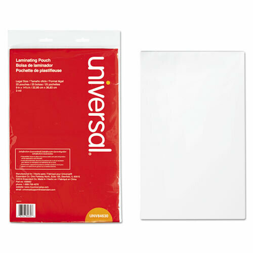 Universal Laminating Pouches, 3 mil, 9&quot; x 14.5&quot;, Matte Clear, 25/Pack