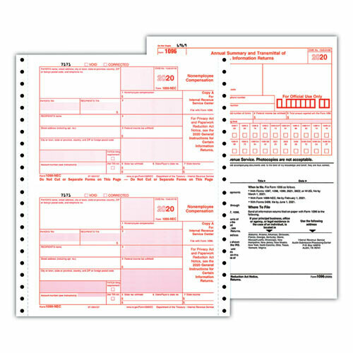 4-Part 1099-NEC Continuous Tax Forms, 8.5 x 11, 24/Pack
