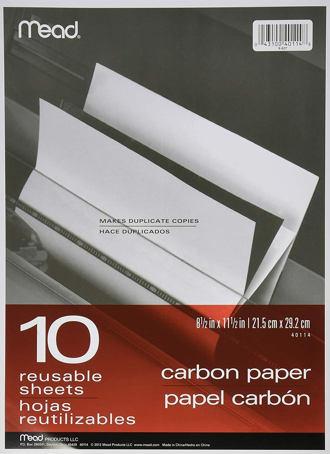 Mead Carbon Paper, 1-Part, Black Carbon, 10/Pack