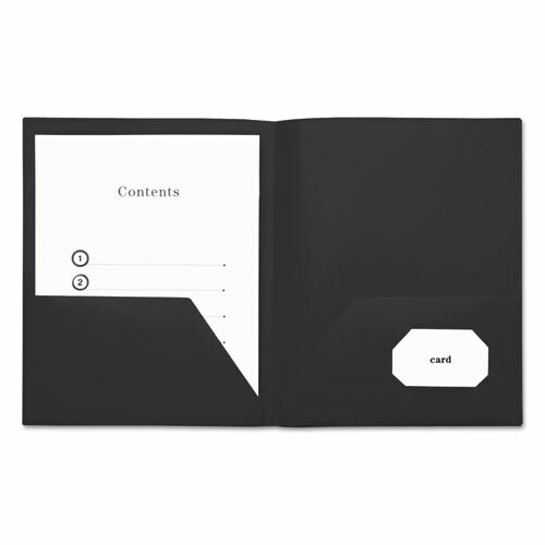 Universal Two-Pocket Plastic Folders, 11 x 8 1/2, Black, 10/Pack
