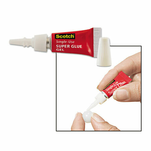 Single Use Super Glue No-Run Gel, 0.02 oz, Dries Clear, 4/Pack