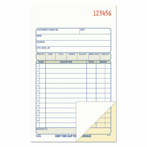 Adams 2-Part Sales Book, 6 11/16 x 4 3/16, Carbonless, 50 sets/Book