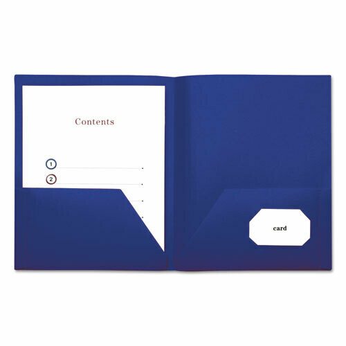 Universal Two-Pocket Plastic Folders, 11 x 8 1/2, Navy Blue, 10/Pack