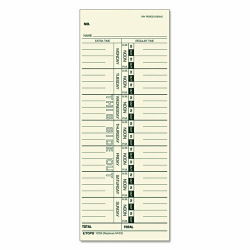 Tops Time Card for Acroprint/IBM/Lathem/Simplex, Weekly, 3.5 x 9, 100/Pack