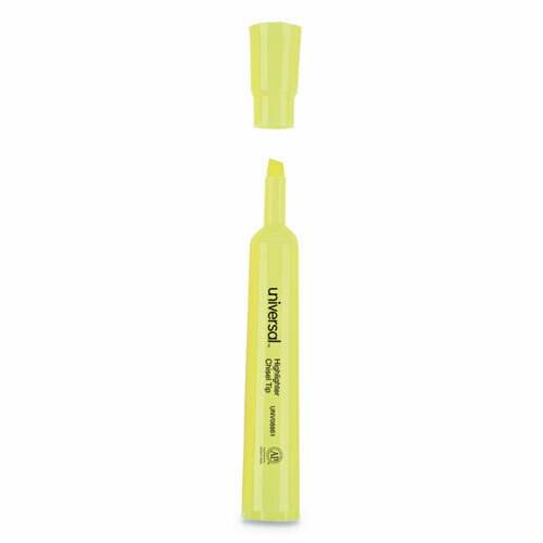 Universal Desk Highlighters, Chisel Tip, Fluorescent Yellow, Dozen