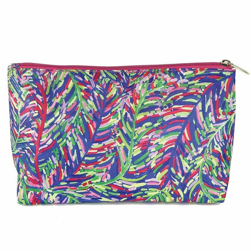 Mary Square Travel Pouch-blue Frond