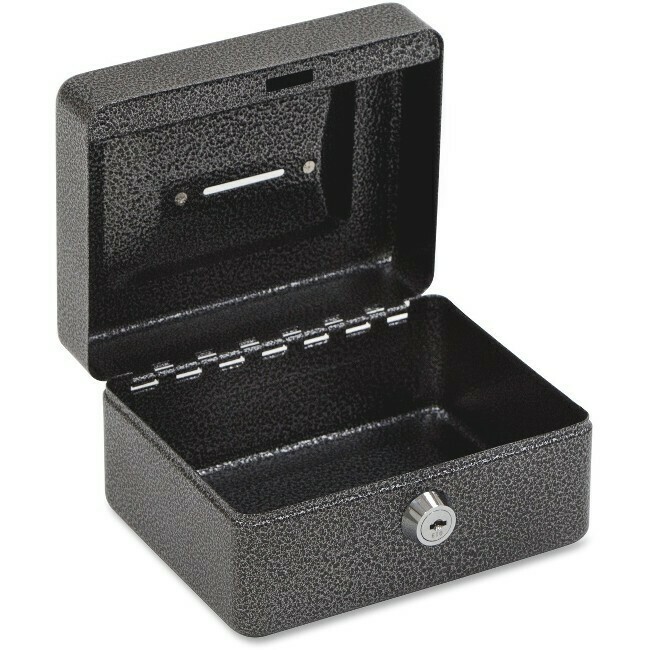 Fireking Hercules Cash Box, Keylock, Coin and Stamp, 6" x 4 5/8" x 3", Charcoal Gray