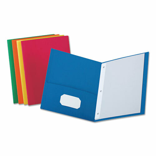 Universal 2-pocket portfolio with fasteners, Asst. colors, 25/box