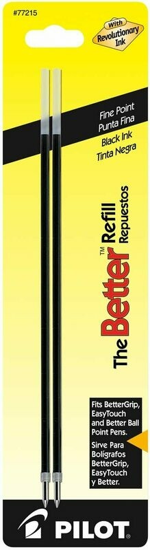 Pilot Ballpoint Ink Refills, Fine Point, Black Ink, 2-Pack 