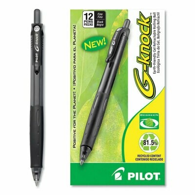 Pilot G-Knock Retractable Gel Pen, Fine 0.7mm, Black Ink
