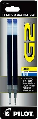 PILOT G2 Gel Ink Refills For Rolling Ball Pens, Bold Point, Blue Ink, 2-Pack