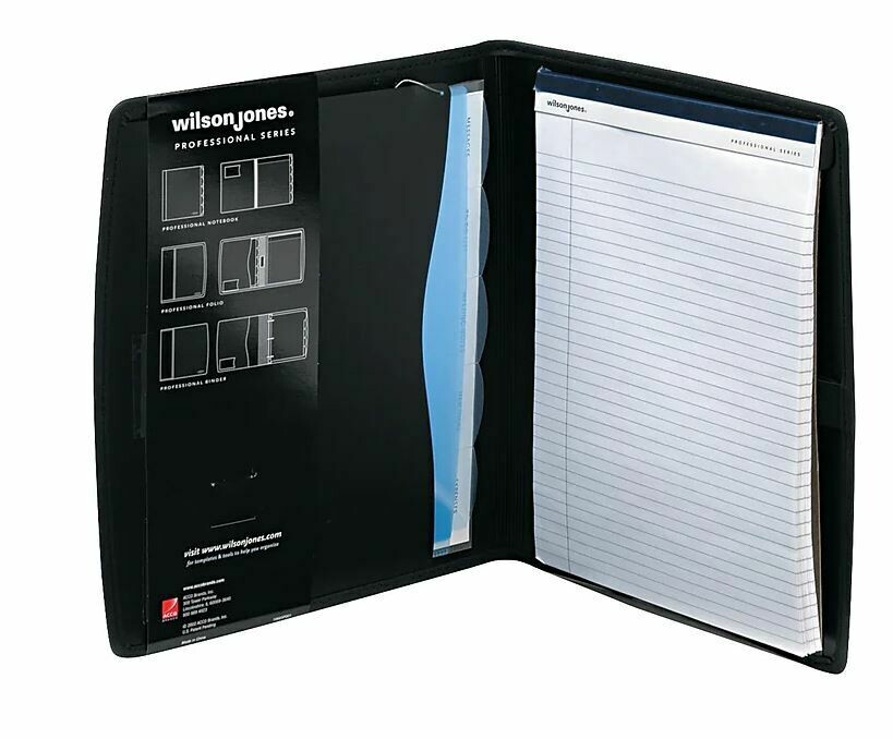 Professional View-Tab Padfolio and Sorter w/Notepad, 11 x 12 3/4, Black