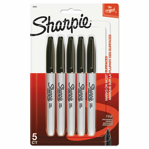 Sharpie Fine Tip Permanent Marker, Black, 5/Pack
