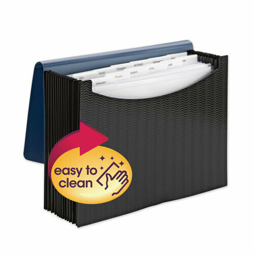 Smead 12-Pocket Poly Expanding File, 12 Sections, Letter Size, Black/Blue