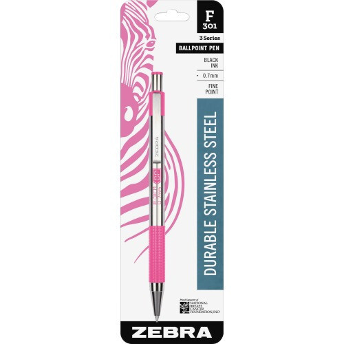Zebra F-301 Stainless Steel Ballpoint Pens, Medium Point - 0.7 mm 