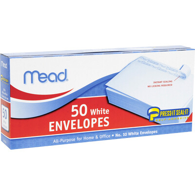 Mead Plain White Self-Seal Business Envelopes - Business - #10 - 4 1/8" Width X 9 1/2" Length