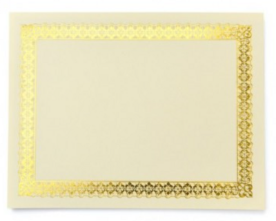 Certificate Paper - Gold Foil Border, 15ct