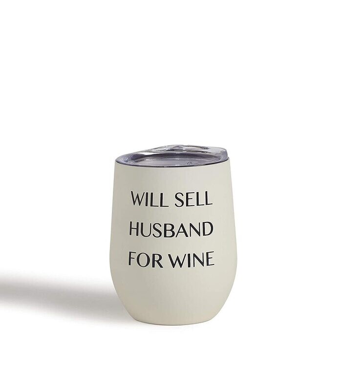 Mona B 12 Oz Stainless Steel Wine Tumbler with Lid