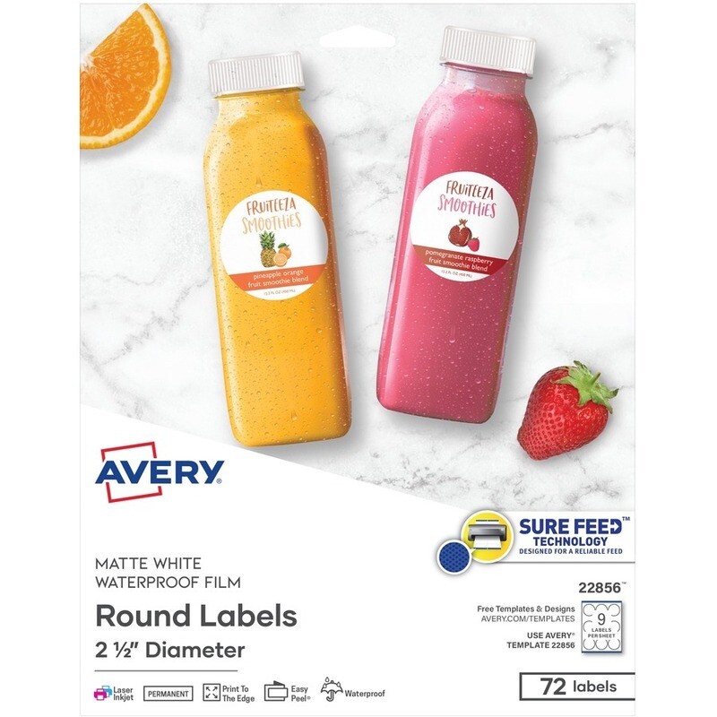 Avery 2 1/2&quot; round labels - matte finish