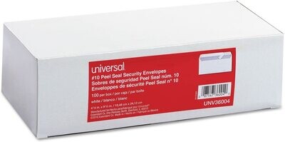 Universal #10 Peel Seal Security Business Envelopes - 100/bx