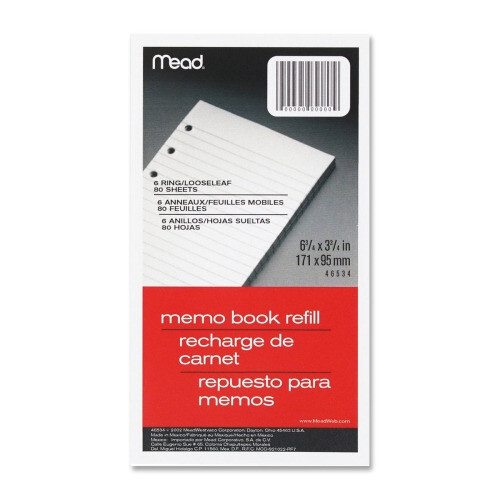 Mead memo book refill paper, 6.75 x 3.75