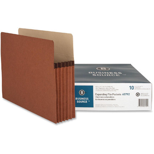 Business Source Redrope  5 1/4" Expanding File Pockets, Letter size, 10/bx
