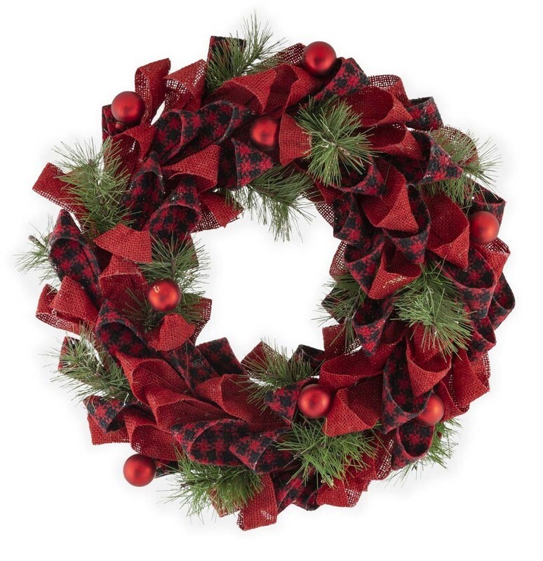 Boston Int. Red Buffalo Plaid Wreath