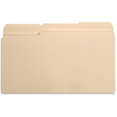 Business Source 1/3 Cut 1-ply Top Tab Manila Folders, Legal size - 1/3 Tab Cut