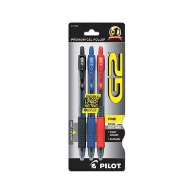 Pilot G2 Premium Retractable Gel Pen, 0.7 mm, Assorted Ink, Smoke Barrel, 3/Pack