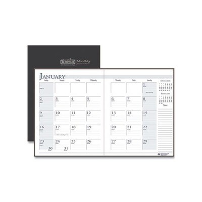 House Of Doolittle Recycled Ruled 14-Month Planner with Stitched Leatherette Cover, 11 x 8.5, Black Cover
