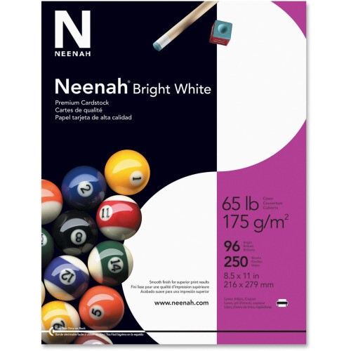 Neenah Bright White Card Stock, 65lb, 8.5x11, 250 sheets/ream