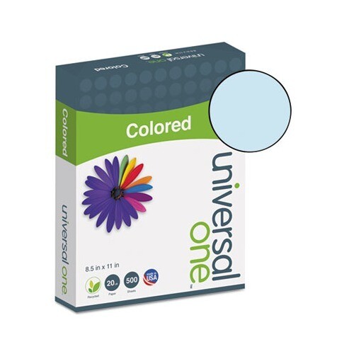 Universal Deluxe Colored Paper, 20 lb Bond Weight, 8.5 x 11, Blue, 500/Ream