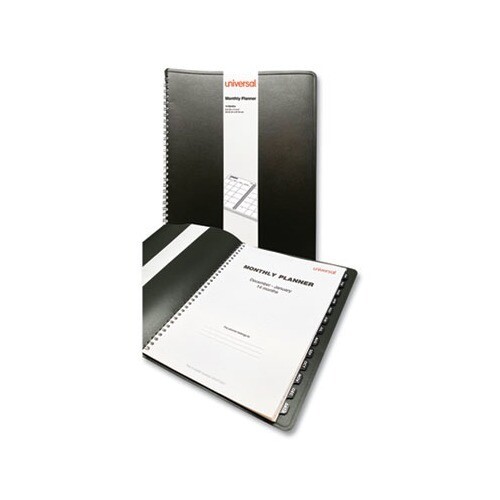 Universal Monthly Planner, 11 x 8, Black Cover, 14-Month 