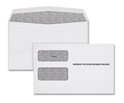 Tops 1099 Double Window Envelope, Commercial Flap, Gummed Closure, Contemporary Seam, 5.63 x 9, White, 24/Pack