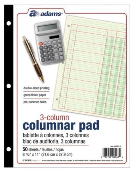 Adams 3 column columnar pad